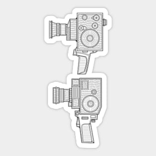 Line Art Vintage Video Camera Sticker